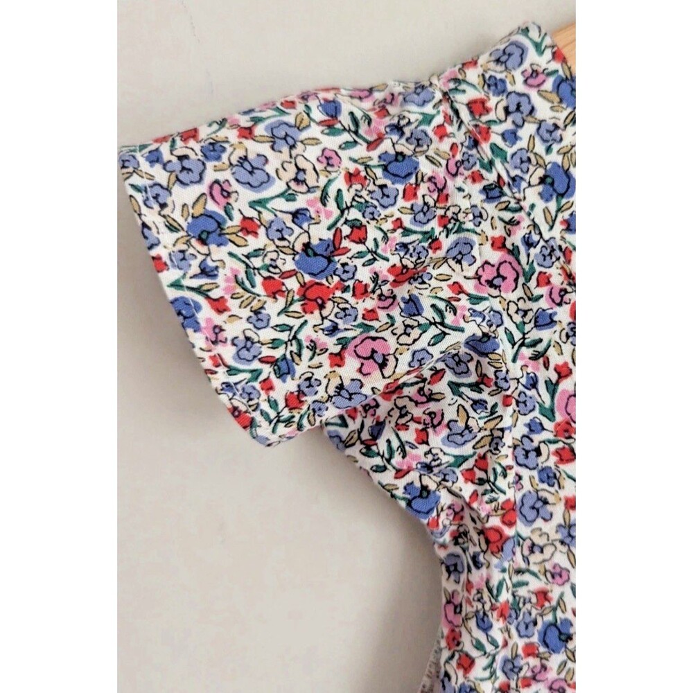 Loft Dress Ditsy Floral Flutter Sleeve Midi Cottagecore Tiered Large Pink Blue - Picture 5 of 9
